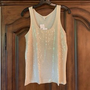 J Crew Tan and Cream Sequin Tank Top